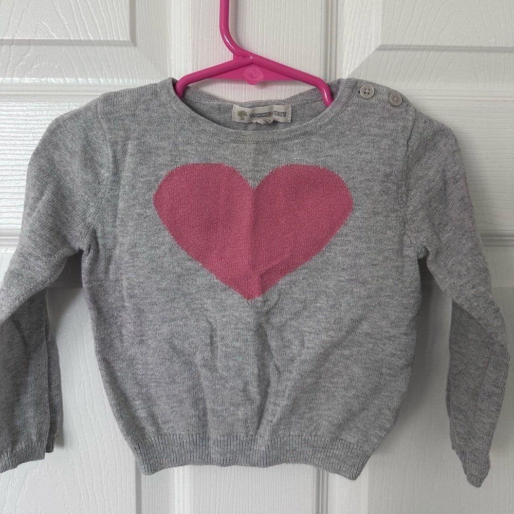 Tucker and Tate Gray Kids Sweater with Pink Heart. Size 18 months